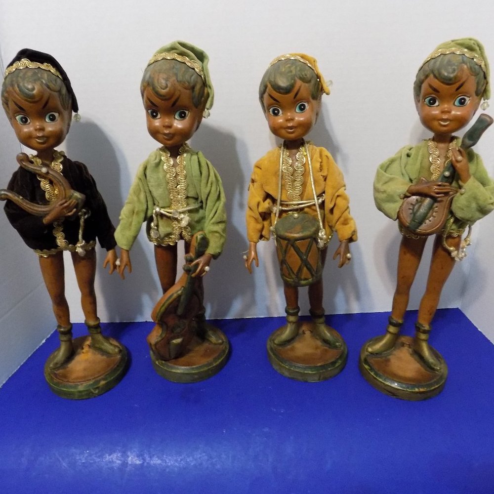 Vintage Asian Boy Pixie Elf Gnome Musician's Figurine Gypsy Hong Kong 60's 70's